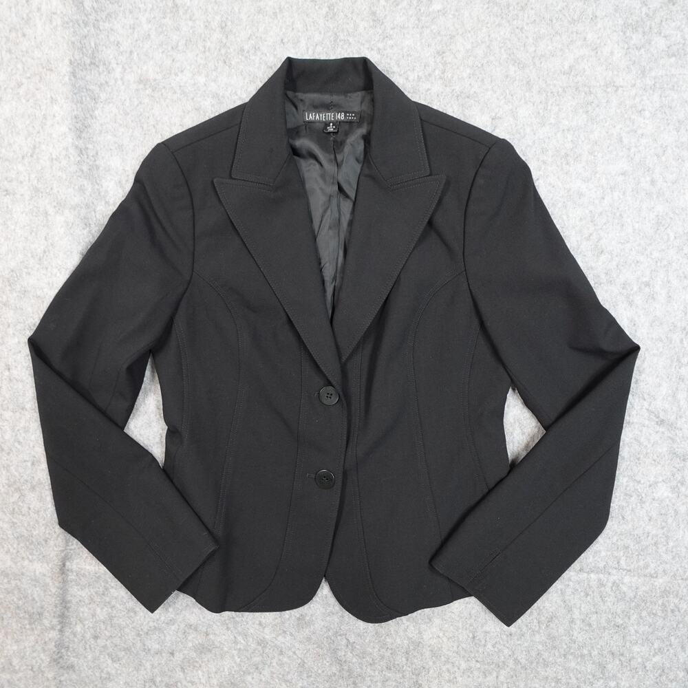 Lafayette 148 Blazer Womens‎ 8 Wool 2 Button Jacket Black Office Career Academia
